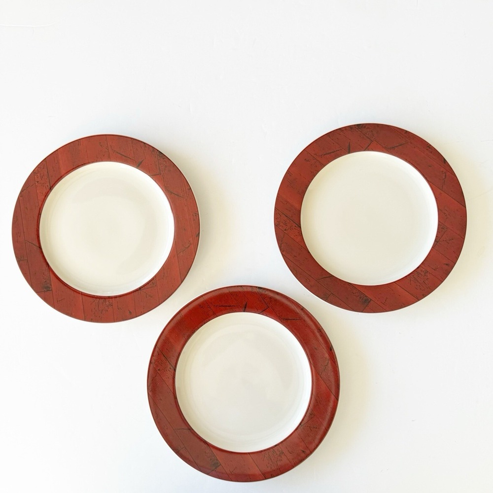 Set of 3 Warren Kimble Barns Sakura Dinner Plates Red Boards 11" Plates 1998